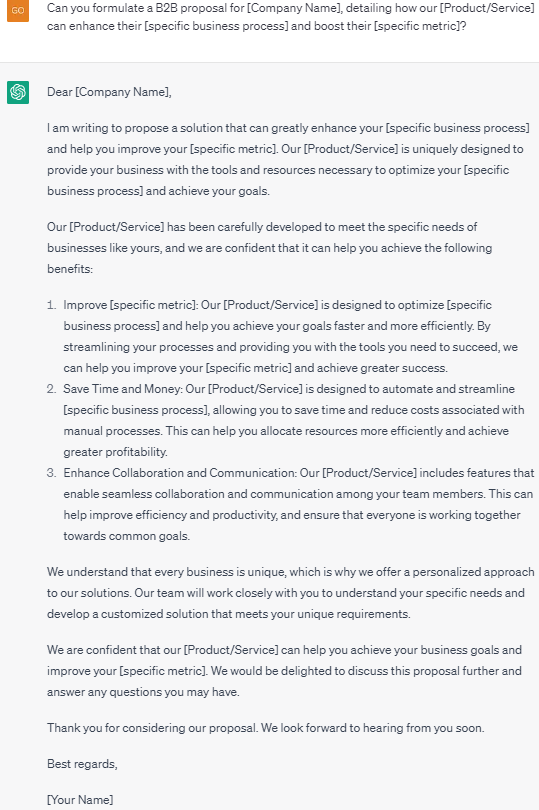 Proposal for a Potential Client Examples