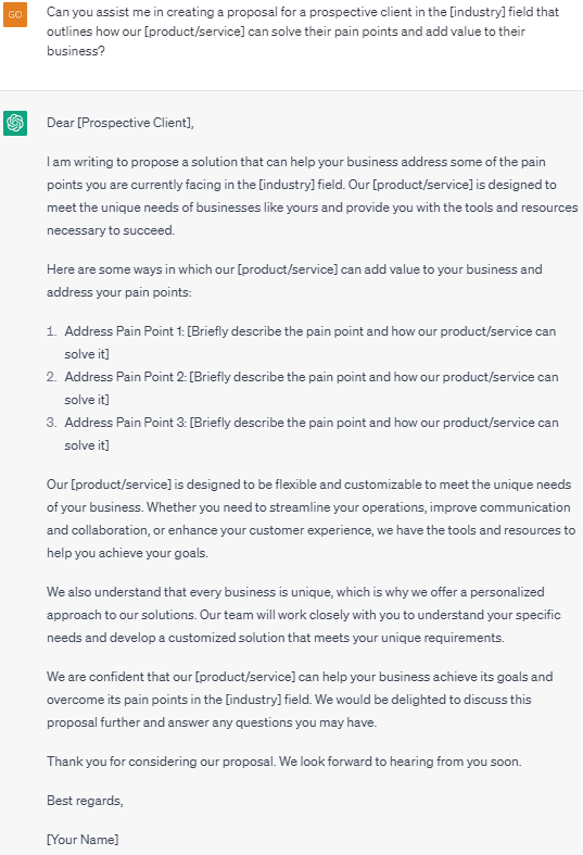 Proposal for a Potential Client Examples