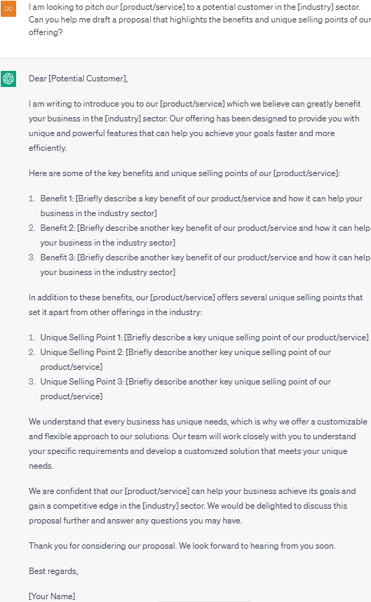 Proposal for a Potential Client Examples