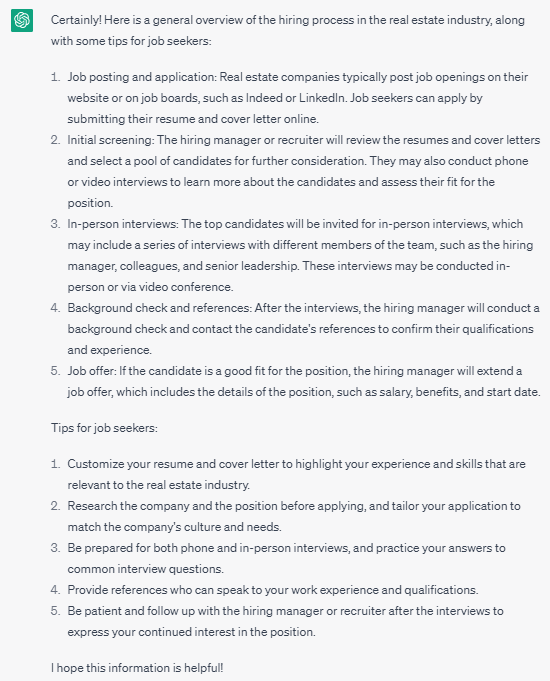 Automatization of Hiring Examples